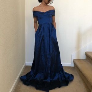 Metallic Blue Prom Dress